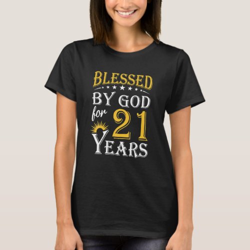 Vintage Blessed By God For 21 Years Happy 21st T_Shirt