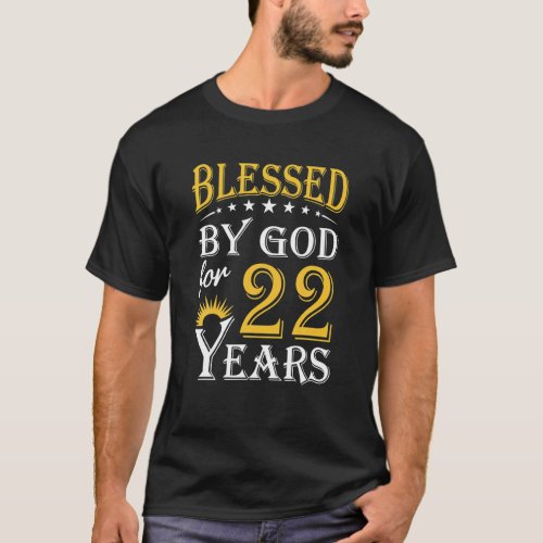 Vintage Blessed By God For 22 Years Happy 22nd T_Shirt