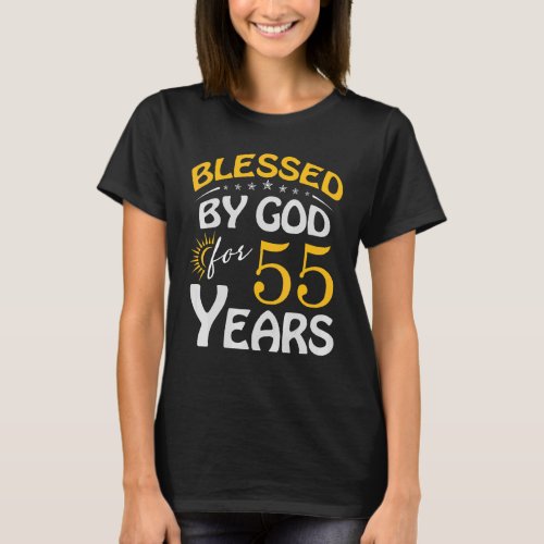 Vintage Blessed By God For 55 Years Old Happy 55th T_Shirt