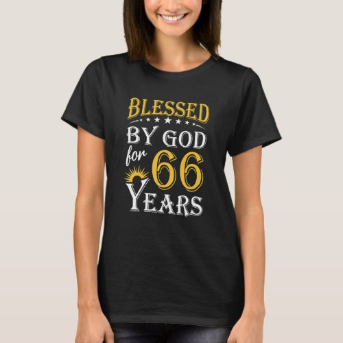 Vintage Blessed By God For 66 Years Happy 66th T_Shirt