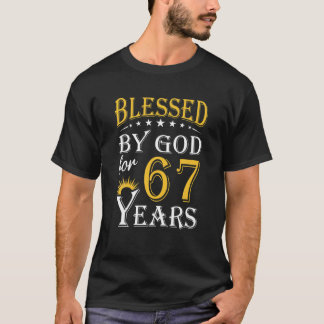 Vintage Blessed By God For 67 Years Happy 67Th Bir T-Shirt