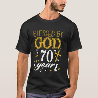 Vintage Blessed By God For 70 Years Happy 70th Bir T-Shirt