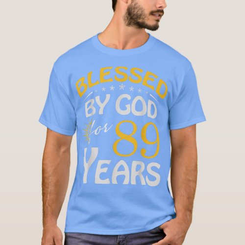 Vintage Blessed by God For 89 Years Old Happy 89th T_Shirt