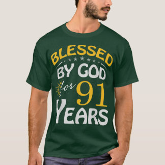 Vintage Blessed by God For 91 Years Old Happy 91st T-Shirt