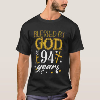 Vintage Blessed By God For 94 Years Happy 94th Bir T-Shirt