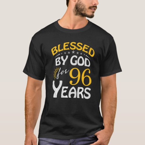 Vintage Blessed By God For 96 Years Old Happy 96th T_Shirt