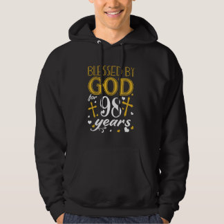 Vintage Blessed By God For 98 Years Happy 98th Bir Hoodie