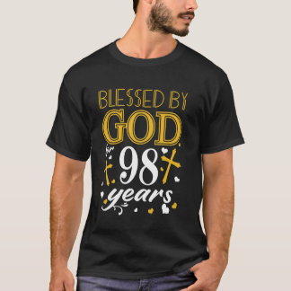 Vintage Blessed By God For 98 Years Happy 98th Bir T-Shirt