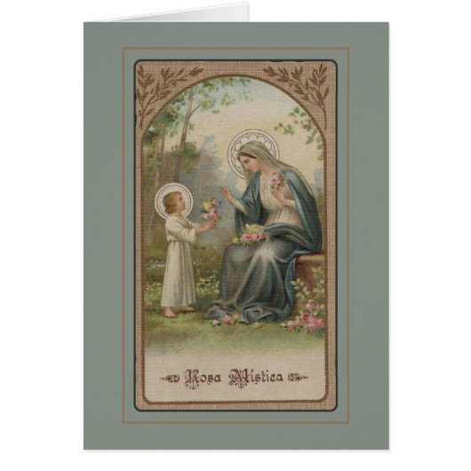 Vintage Blessed Mother Child Jesus Roses (Front)