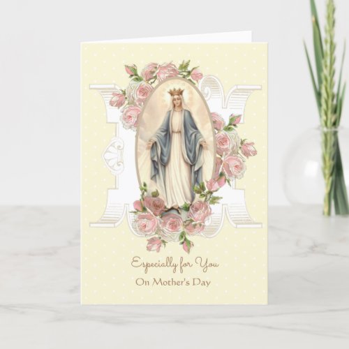 Vintage Blessed Virgin Mary Catholic Mothers Day Card