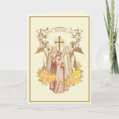 Vintage Blessed Virgin Mary Catholic Mothers Day Card
