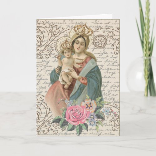 Vintage Blessed Virgin Mary Jesus Mothers Day Card