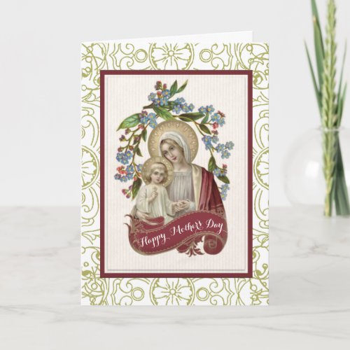 Vintage Blessed Virgin Mary Jesus Mothers Day Card