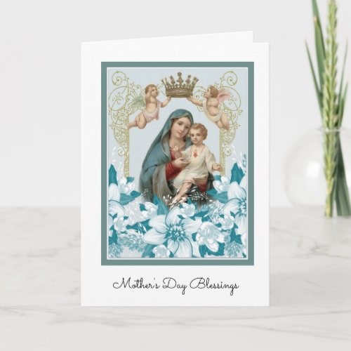 Vintage Blessed Virgin Mary Jesus Religious Card