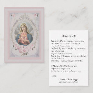 Vintage Blessed Virgin Mary Memorare Holy Card