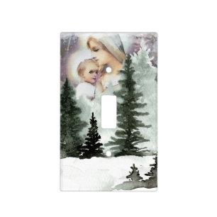Vintage Blessed Virgin Mary with Baby Jesus Light  Switch Cover