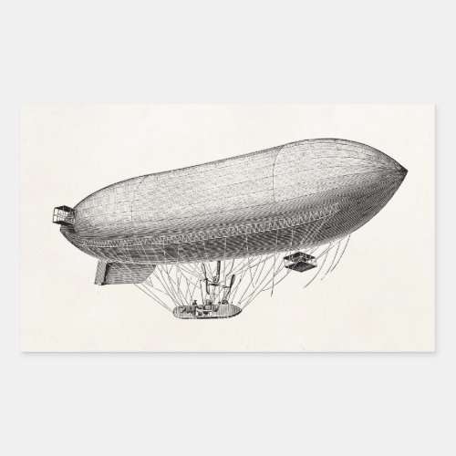 Vintage Blimp Old Zeppelin Retro Hot Air Balloon Rectangular Sticker