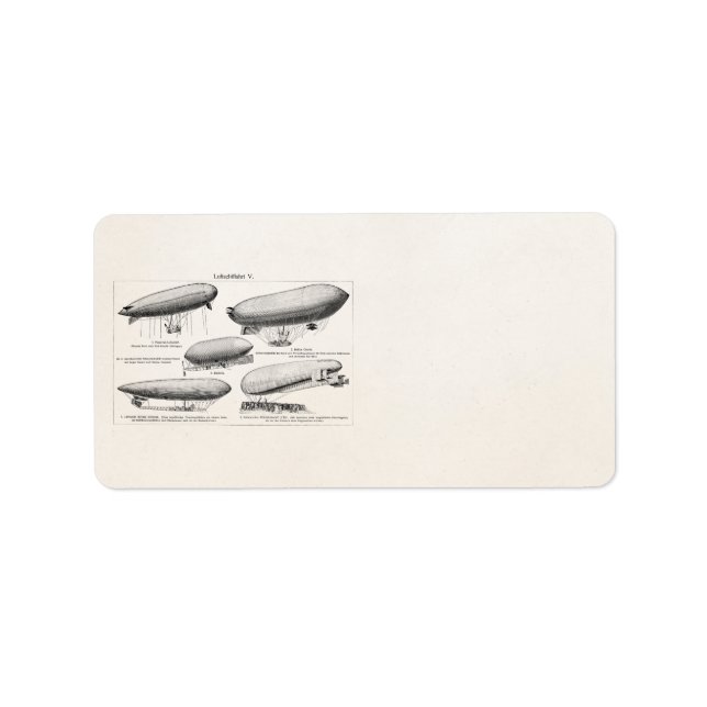 Vintage Blimps Zeppelins Retro Hot Air Balloons Label (Front)