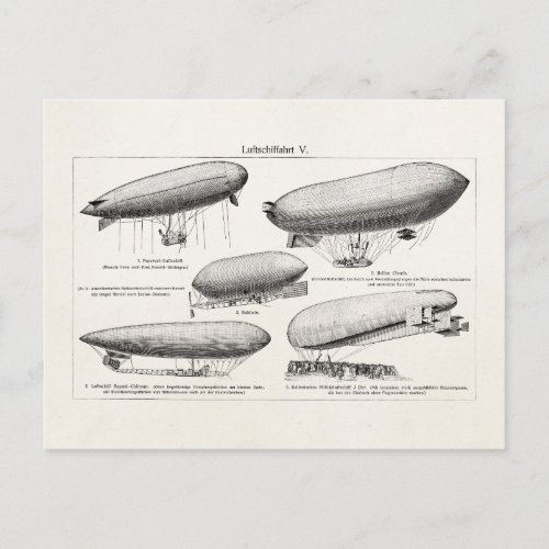 Vintage Blimps Zeppelins Retro Hot Air Balloons Postcard