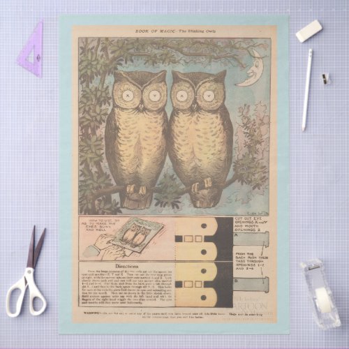 Vintage blinking owl cute fall craft  tissue paper
