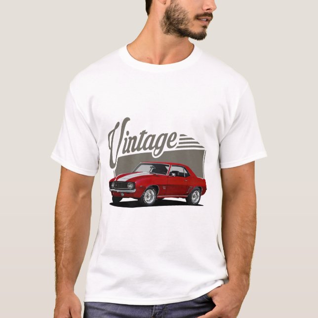 Vintage Block Red Camaro T-Shirt (Front)