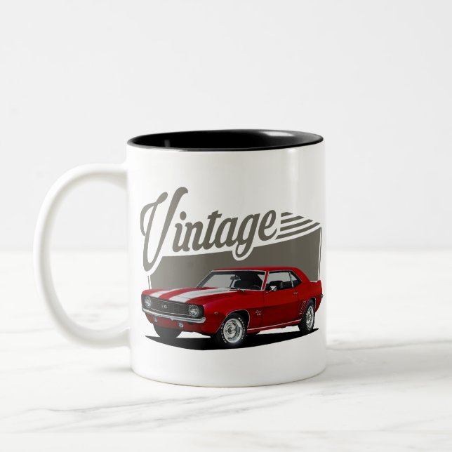 Vintage Block Red Camaro Two-Tone Coffee Mug (Left)