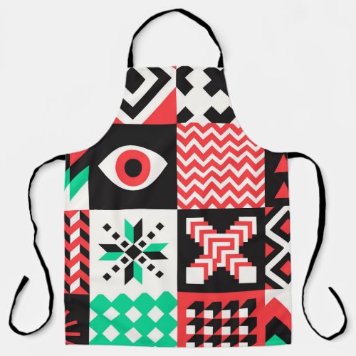 Vintage Block Shapes Abstract Background Apron