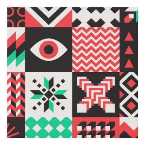 Vintage Block Shapes Abstract Background Faux Canvas Print