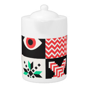 Vintage Block Shapes Abstract Background. Teapot