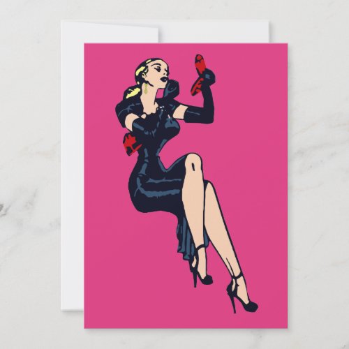 Vintage Blond Retro Glamor Girl Bachelorette Party Invitation