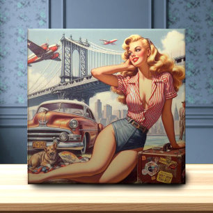 Vintage Blonde Pin-up Ceramic Tile