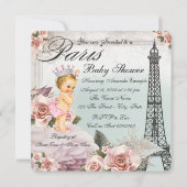 Vintage Blonde Princess Paris Baby Shower Invitation (Back)