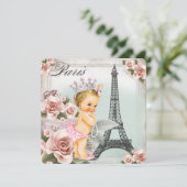Vintage Blonde Princess Paris Baby Shower Invitation (Standing Front)