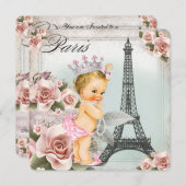 Vintage Blonde Princess Paris Baby Shower Invitation (Front/Back)