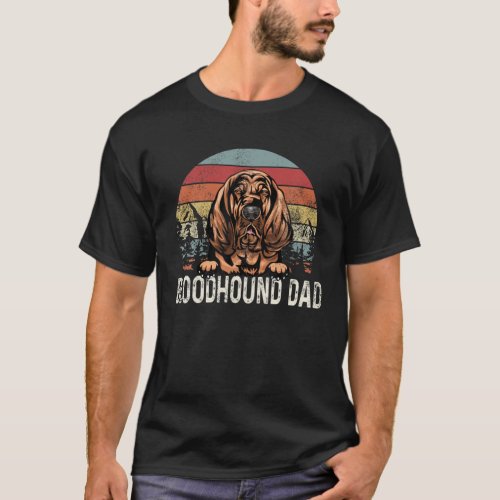 Vintage Bloodhound Dad Retro Sunset Fathers Day T_Shirt