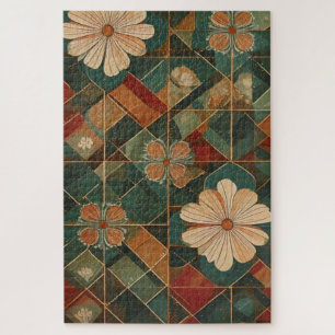 Vintage Bloom Mosaic – Timeless Floral Geometry Jigsaw Puzzle