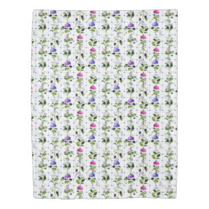 Vintage Bloom Natural Pink Purple Floral Botanical Duvet Cover