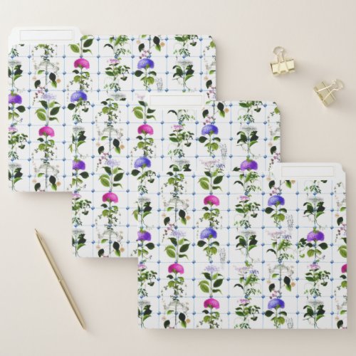 Vintage Bloom Natural Pink Purple Floral Botanical File Folder