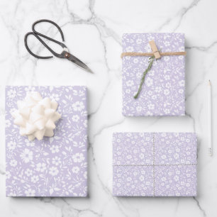 Vintage Bloom Neutral - Dusty Lavender Wrapping Paper Sheets