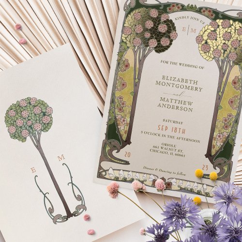 Vintage Bloom Trees of Love Victorian Wedding  Foil Invitation