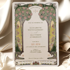 Vintage Bloom Trees of Love Victorian Wedding  Invitation