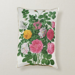 Vintage Blooming Flowers, Spring Garden Roses Accent Pillow