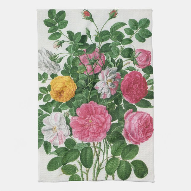 Vintage Blooming Flowers, Spring Garden Roses Kitchen Towel (Vertical)