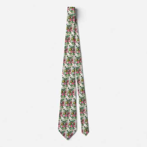 Vintage Blooming Flowers Spring Garden Roses Neck Tie