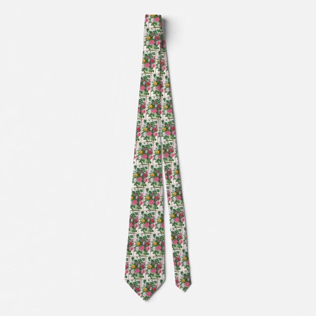 Vintage Blooming Flowers, Spring Garden Roses Neck Tie (Front)