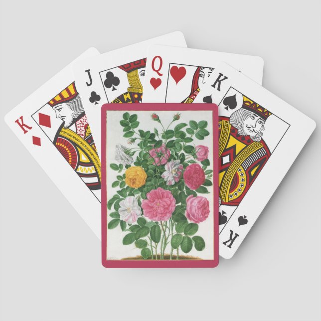 Vintage Blooming Flowers, Spring Garden Roses Poker Cards (Back)
