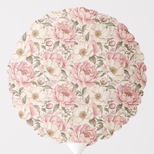 Vintage Blooming Peonies Pattern Balloon