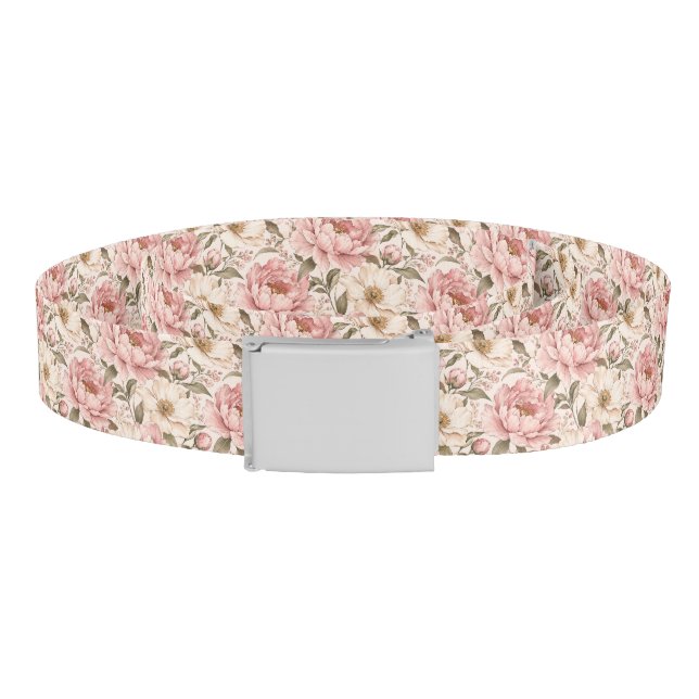 Vintage Blooming Peonies Pattern Belt (Coil)