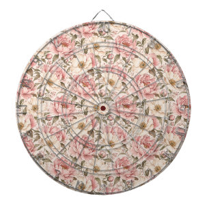 Vintage Blooming Peonies Pattern Dart Board