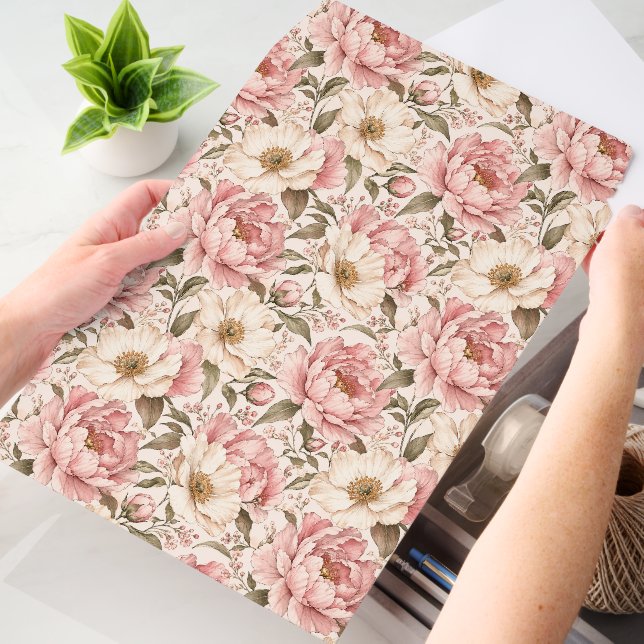 Vintage Blooming Peonies Pattern Envelope Mailers (Desk)